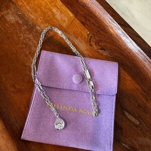 Melinda Maria Teardrop Diamonette Silver Necklace with Purple Pouch